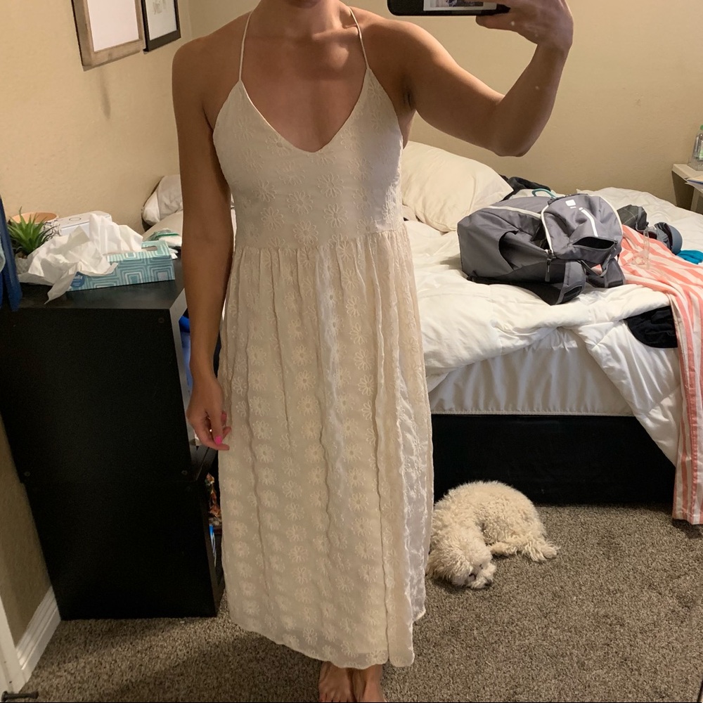 Zara white flower embroidered dress